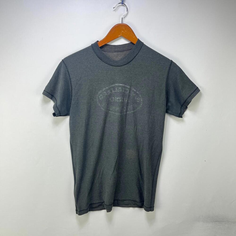 Vintage 80s Sun Faded Blank Black Inside Out Shirt Large